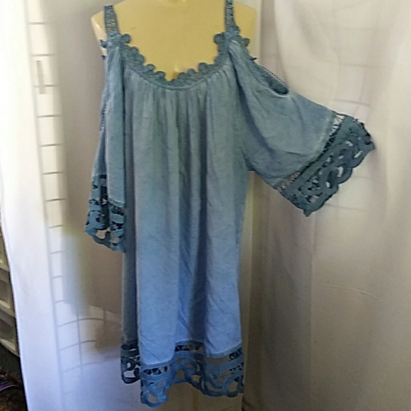 Battenberg Enhanced Blue Shift Dress - Picture 1 of 7